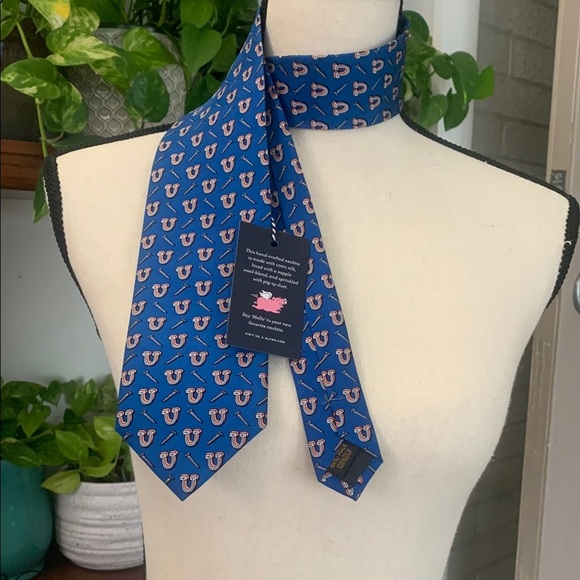 Alynn Neckwear 100% Silk Novelty Tie wool lined Handmade 58" "Screw - U" NWT - Picture 1 of 10